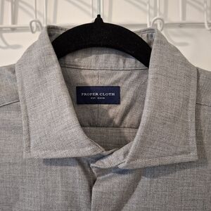 Proper Cloth Men's Gray 100% Cotton Button-Up Dress Shirt (Size ~16.5"/M)